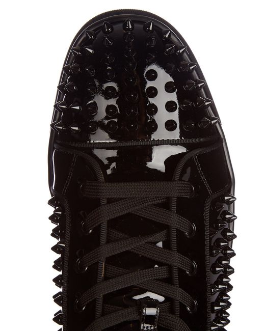 Christian Louboutin Louis Flat Calf Spikes Patent Black