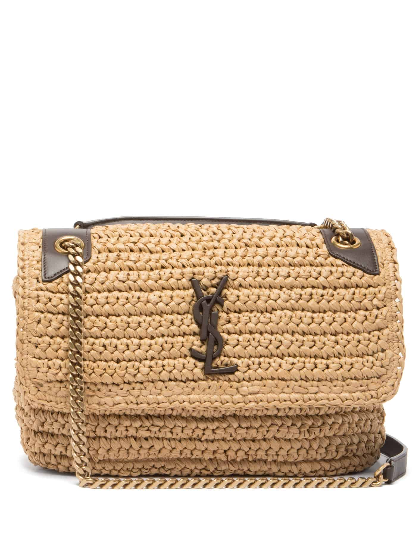 YSL Niki Medium Raffia Shoulder Bag