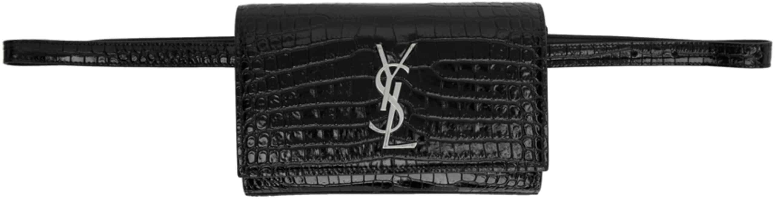 Ysl Black Croc Kate Belt Bag