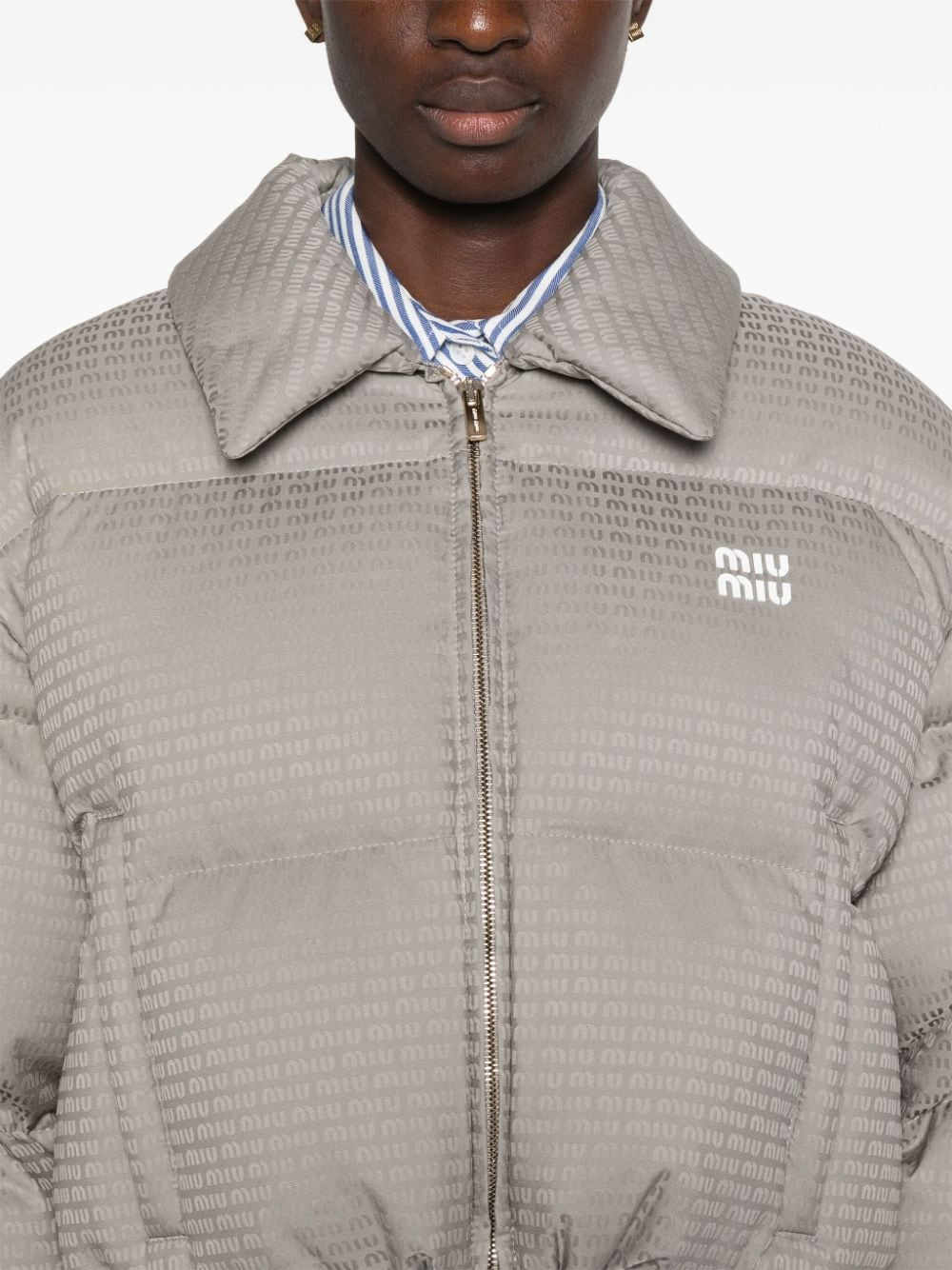 Miu Miu Jacquard Crop Puffer Jacket