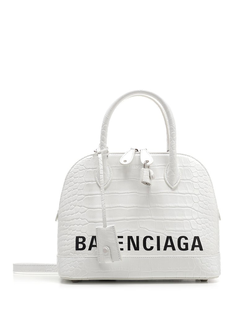 Balenicaga Ville White Croc Small Bag