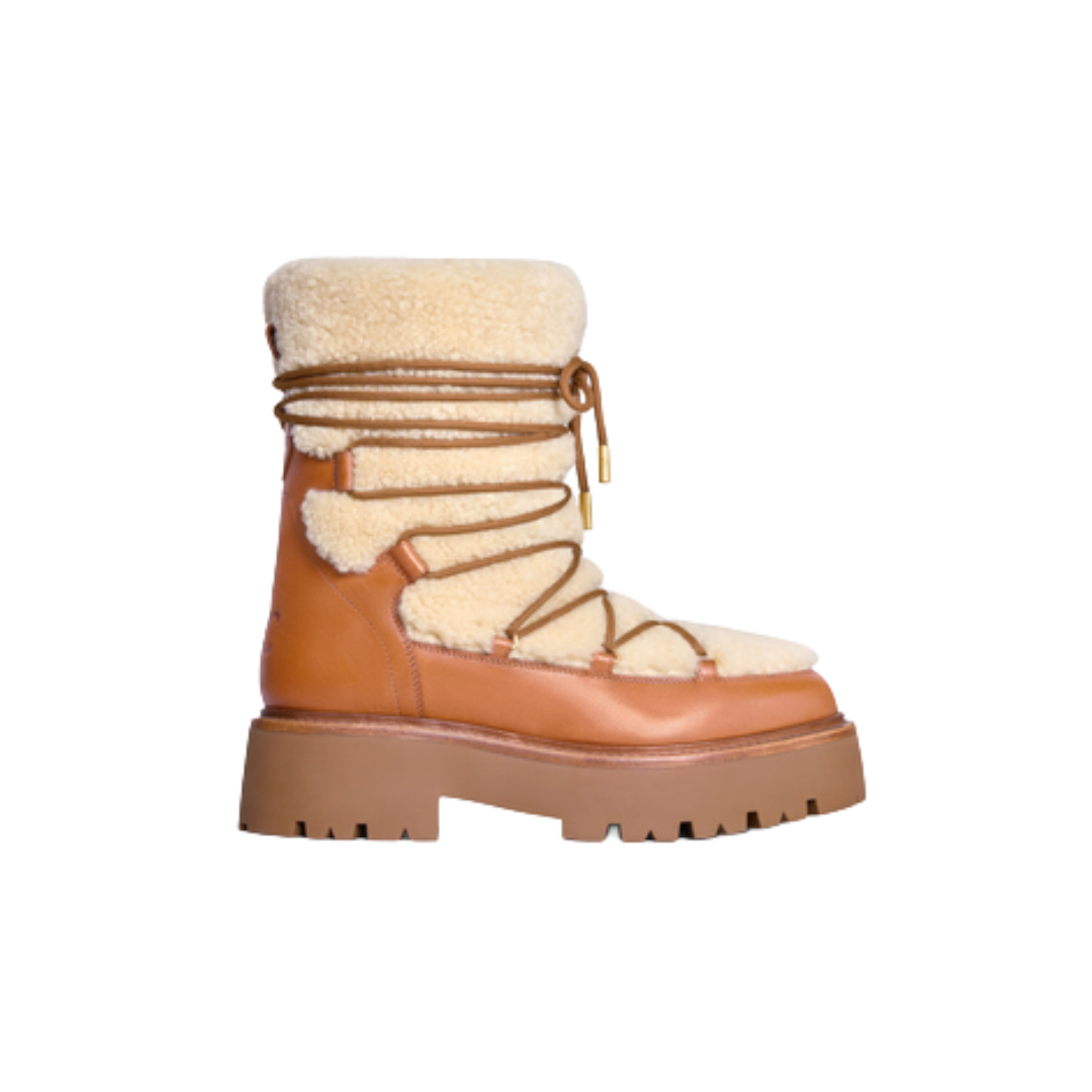 Celine Bulky Lace Up Shearling Boots