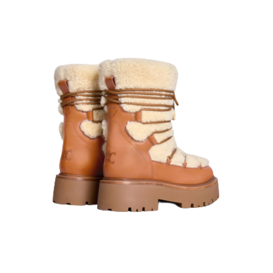 Celine Bulky Lace Up Shearling Boots