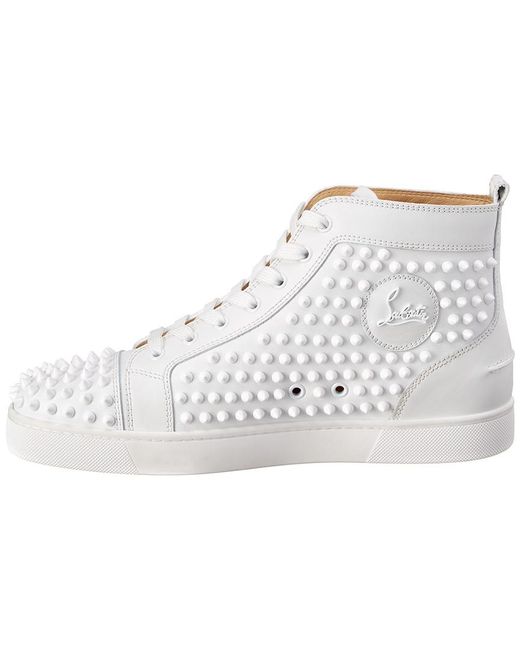 Christian Louboutin Louis Flat Calf Spikes White