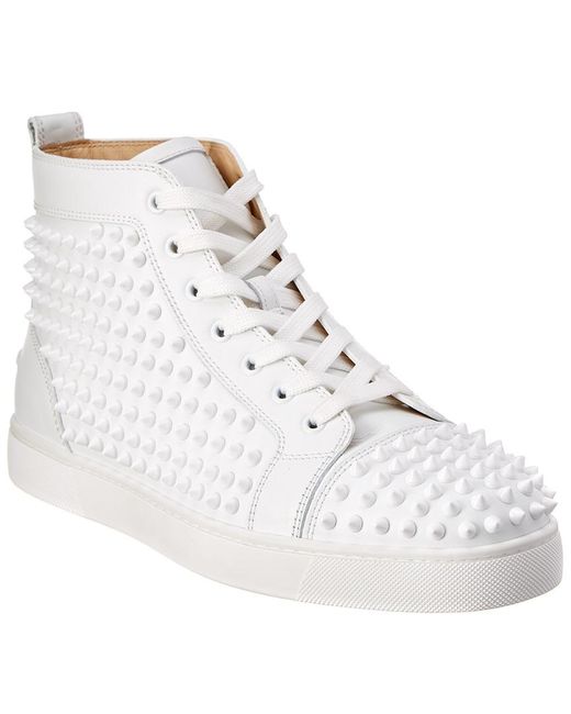 Christian Louboutin Louis Flat Calf Spikes White