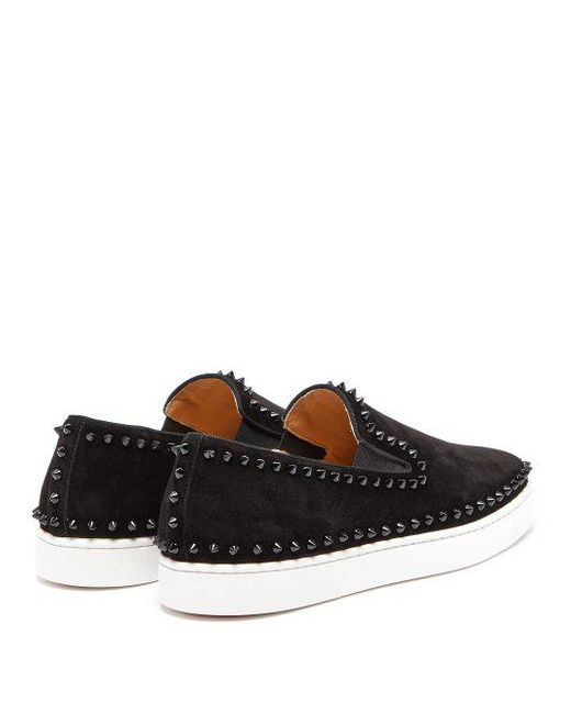 Christian Louboutin RollerBoat BlackWhite Suede Sneaker