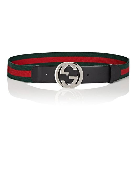 Black Web Striped Canvas Belt