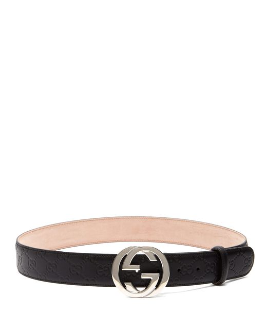 Black Signature Gg Logo Leather Belt